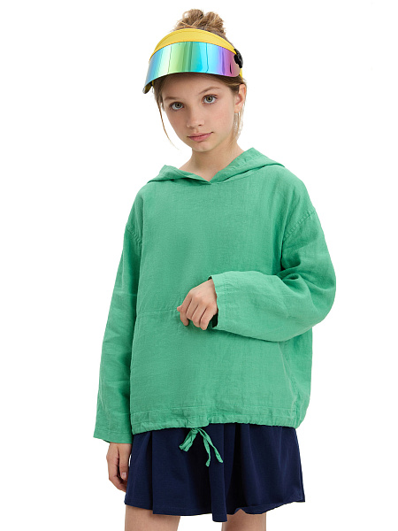 Худи из 100% льна для девочек подростков, цвет зеленый, фото 2