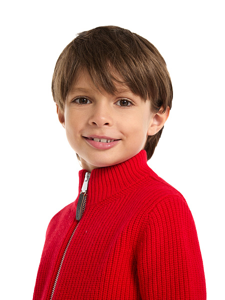 Кардиган шерстяной на молнии для мальчика, цвет красный, фото 2