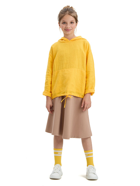 Худи из 100% льна для девочек, цвет манго, фото 6