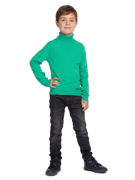 Свитер Cashmere детский для мальчика с высоким воротом, цвет мята, фото 2
