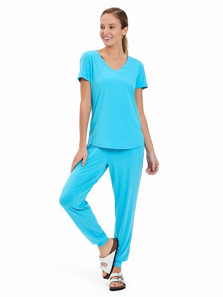 Футболка женская с V-вырезом серии Bamboo, цвет бирюзовый, фото 6