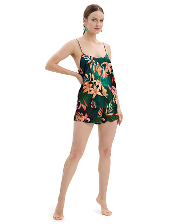 Комплект из шелка Топ + шорты, цвет принт тропический, фото 1