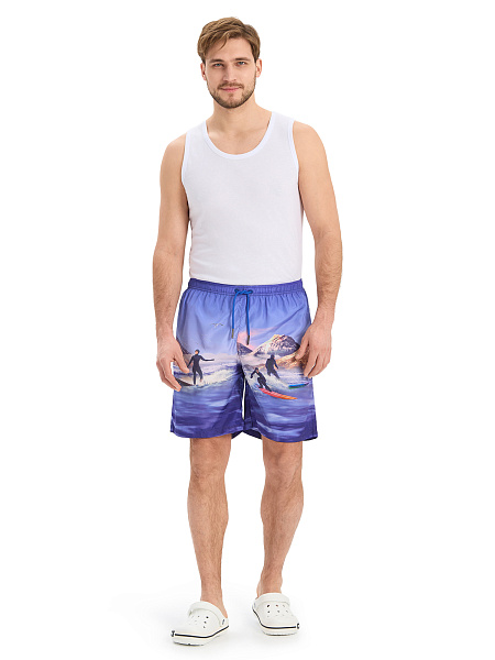 Swimwear Шорты мужские, цвет ярко-синий паттерн surf острова, фото 1