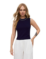 Топ трикотажный с кантом Темно-синий