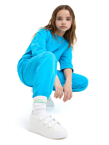 Брюки-джоггеры подростковые серии Cotton, цвет бирюзовый, фото 6