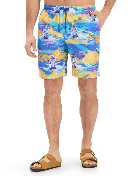 Swimwear Шорты мужские, цвет голубой паттерн медведи, фото 2
