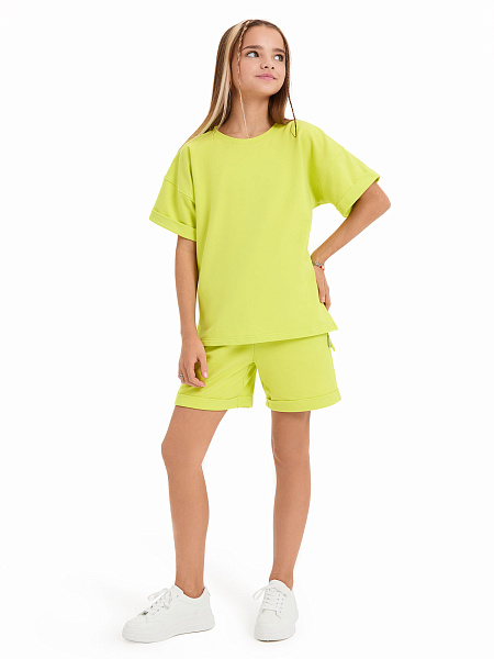 Футболка для девочки ORGANOMICA Cotton, цвет лайм, фото 2