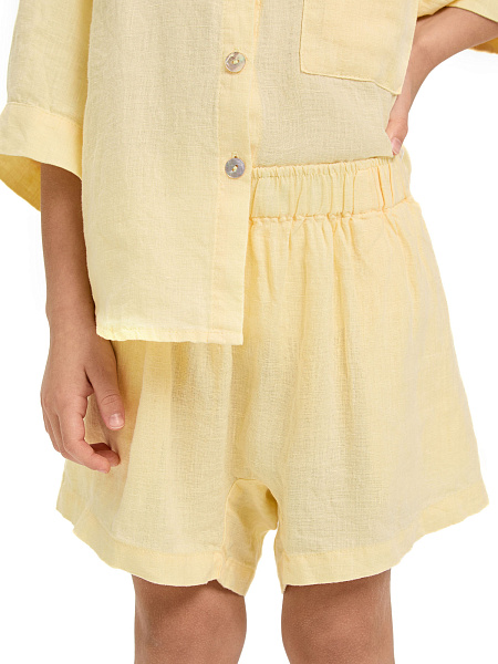 Шорты для девочки серии LINEN, цвет бледно-желтый, фото 5