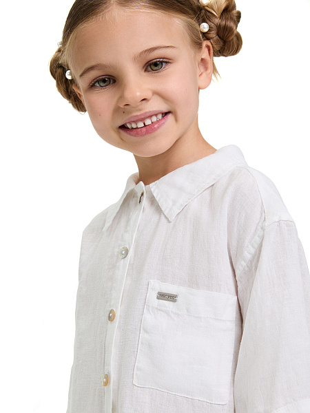 Рубашка для девочки серии LINEN, цвет белый, фото 3