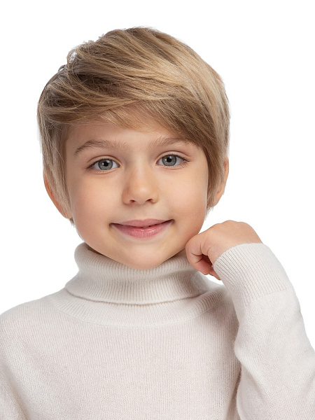 Свитер Cashmere детский для мальчика с высоким воротом, цвет белый, фото 5