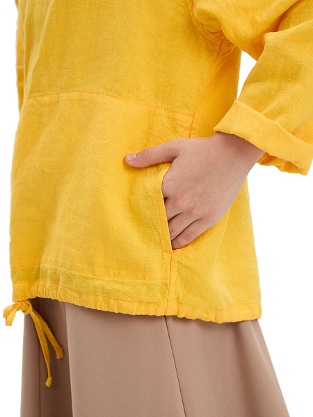 Худи из 100% льна для девочек, цвет манго, фото 3