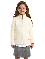 Кардиган из 100% шерсти мериноса на молнии для девочек Молочный