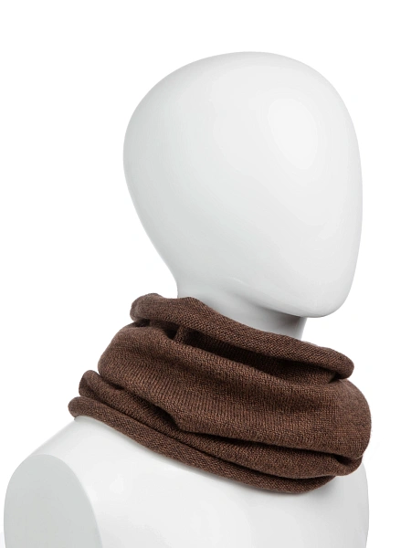 Теплый снуд из шерсти мериносов, цвет коричневый меланж, фото 1