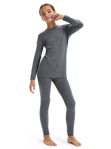 Термолеггинсы детские для девочек-подростков серии SOFT. Знак Woolmark, цвет серый меланж, фото 5