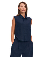 LINEN Блуза женская без рукавов Темно-синий