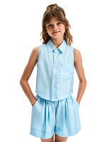Блуза SILK для девочки без рукавов Нежно-голубой