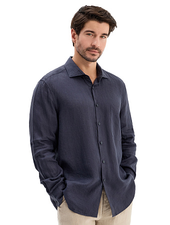 Рубашка мужская классическая 100% лен, цвет графитовый, фото 1