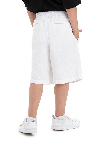 Шорты-бермуды из 100% льна для мальчиков-подростков, цвет белый, фото 4