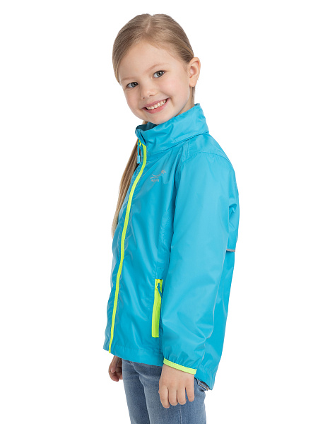 Ультралегкая куртка-ветровка для девочек из мембраны, цвет лайм неон, фото 4