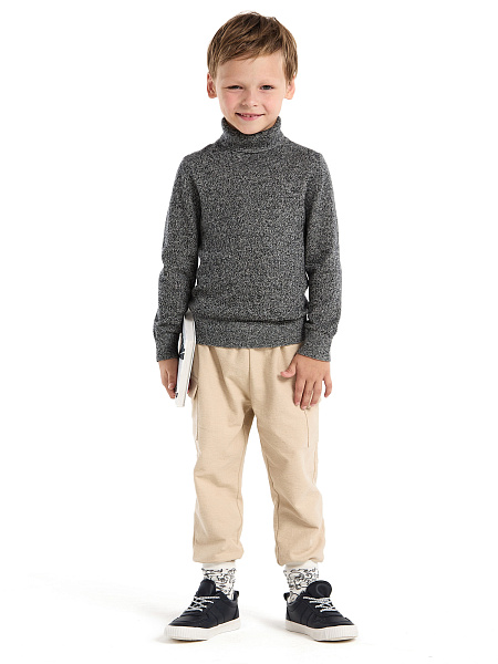 Свитер Cash Touch детский для мальчиков, цвет черно-белый меланж, фото 5