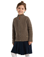 Кардиган из 100% шерсти мериноса на молнии для девочек Коричневый