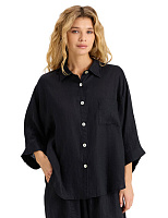 Рубашка женская c широкими рукавами серии LINEN Черный