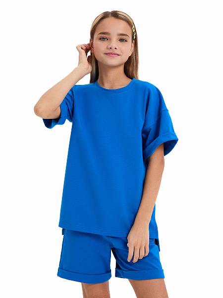 Футболка для девочки ORGANOMICA Cotton, цвет ультрамарин, фото 2