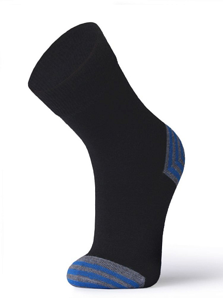 Термоноски детские серии Street, цвет черный + серо-голубая полоска, фото 2