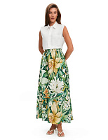 Юбка LINEN из умягченного льна Паттерн Tropical Flowers