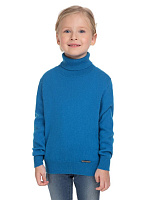 Свитер Cashmere детский с высоким воротом Бирюзово-синий
