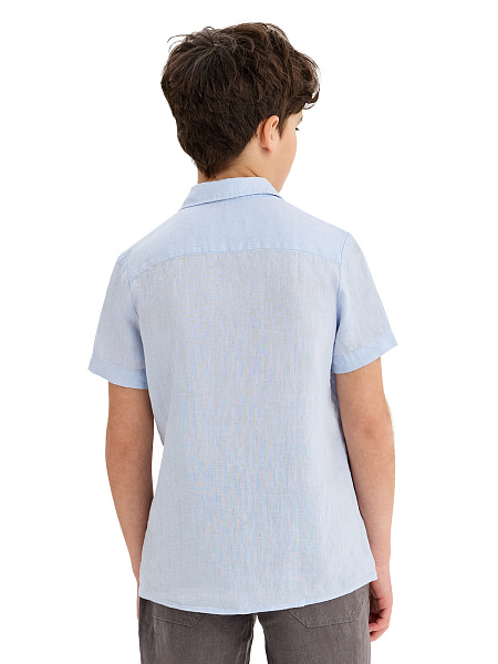 Рубашка для мальчика с коротким, цвет бледно-голубой, фото 3