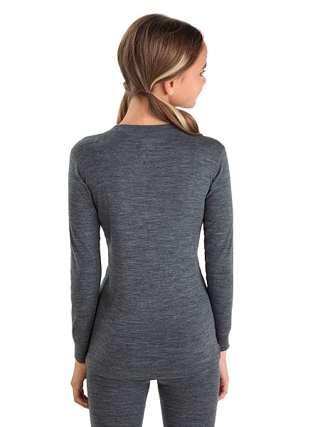 Термофутболка для девочек-подростков серии SOFT. Знак Woolmark, цвет серый меланж, фото 5