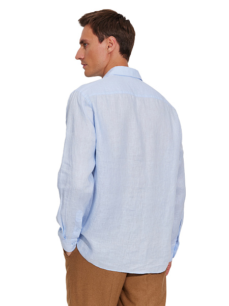 Рубашка мужская классическая 100% лен, цвет бледно-голубой, фото 2