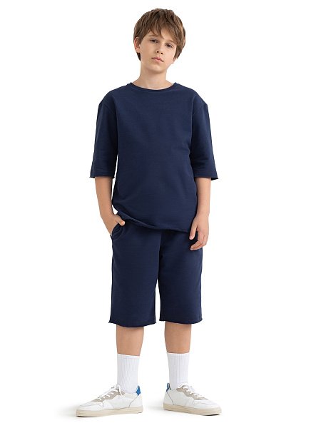 Футболка детская для мальчиков серии Cotton, цвет темно-синий, фото 2