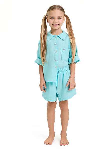 Шорты для девочки серии LINEN, цвет тиффани, фото 2