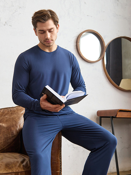 Лонгслив мужской серии Bamboo, цвет темно-синий, фото 6