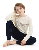 Пижама для мальчика-подростков из шерсти мериносов Молочный