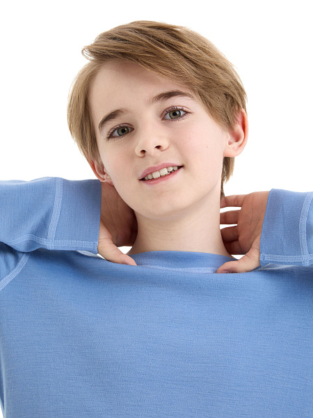 Пижама для мальчика-подростков из шерсти мериносов, цвет светло-голубой, фото 4