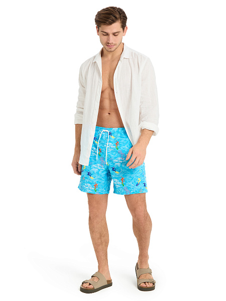 Шорты плавательные, цвет бирюзовый, фото 6