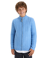 Кардиган на молнии Super Fine Merino Wool подростковый для мальчиков Голубой меланж