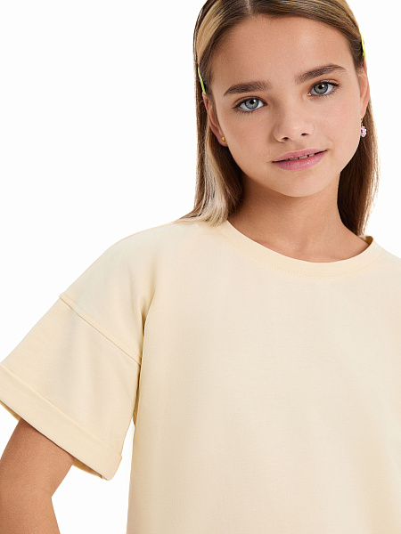 Футболка для девочки ORGANOMICA Cotton, цвет сливочный, фото 5