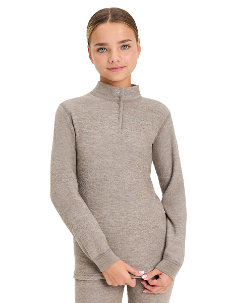 Термобелье фуфайка для девочек - подростков серии "-60°C", цвет бежевый меланж, фото 1