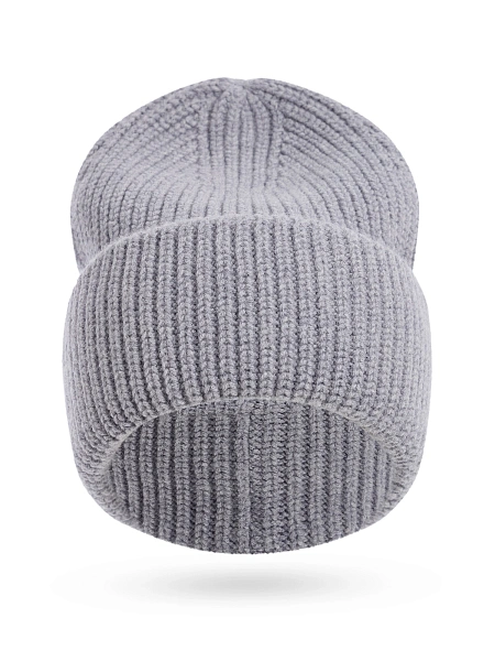 Шапка с отворотом из 100% шерсти, цвет серый меланж, фото 2