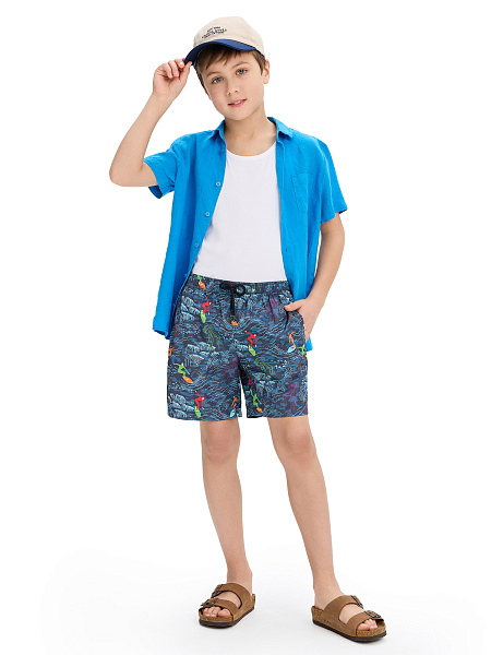 Шорты для мальчика Swimwear, цвет антрацит паттерн серферы, фото 5