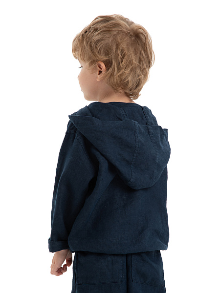 Худи из 100% льна для мальчиков, цвет темно-синий, фото 4