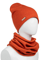 Комплект шапка и снуд из 100% шерсти мериносов для мужчин Кирпичный