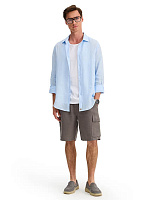 Шорты с карманами из 100% льна для мужчин Серый