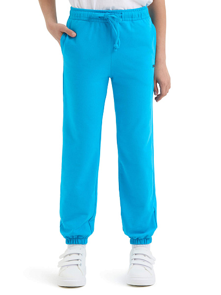 Брюки-джоггеры подростковые для мальчиков серии Cotton, цвет бирюзовый, фото 2