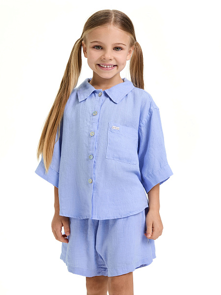 Рубашка для девочки серии LINEN, цвет лаванда, фото 1
