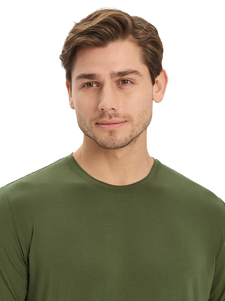 Лонгслив мужской серии Bamboo, цвет олива, фото 2